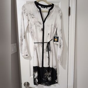 Simply Vera Vera Wang Floral Dress Black White A-Line Shirt dress Size S